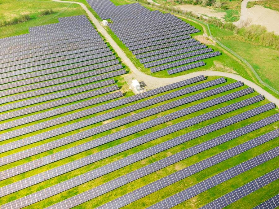 Aerial view of green fields